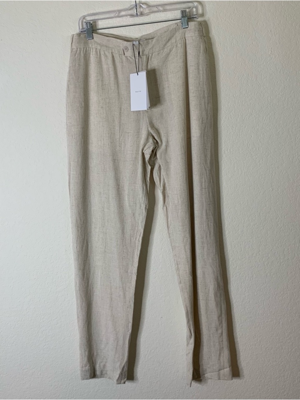 Raith Mens cami linen straight leg trouser in oatmeal L NWT